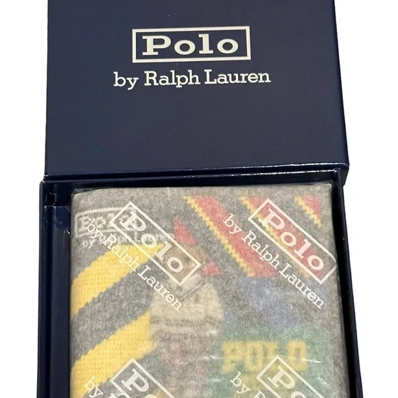 Polo Ralph Lauren Bear Stripped Needlepoint Leather Wallet NWT - Picture 7 of 8